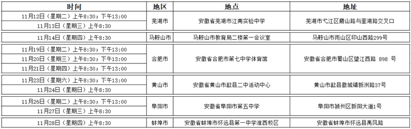 中国东方航空股份有限公司2025年度校企合作招飞预选初检日程表（安徽省）