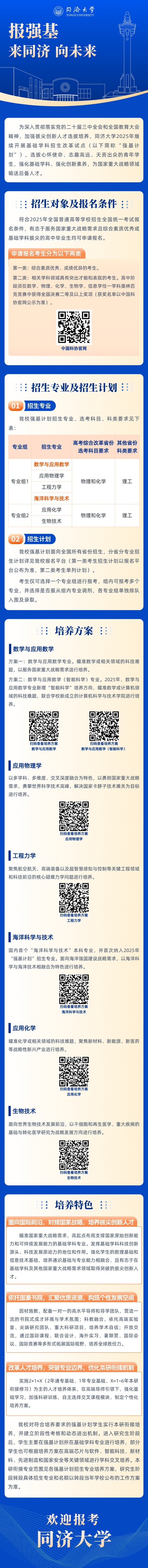 同济大学2025年强基计划一图读懂