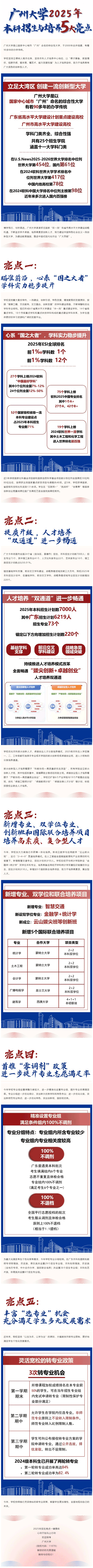 广州大学2025年本科招生与培养5大亮点