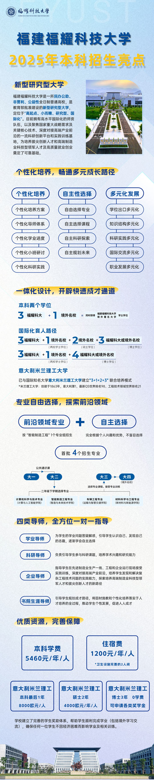 一图读懂福建福耀科技大学2025年本科生招生亮点