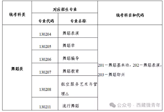 西藏自治区2026年普通高等学校招生艺术类（舞蹈类）专业报考简介