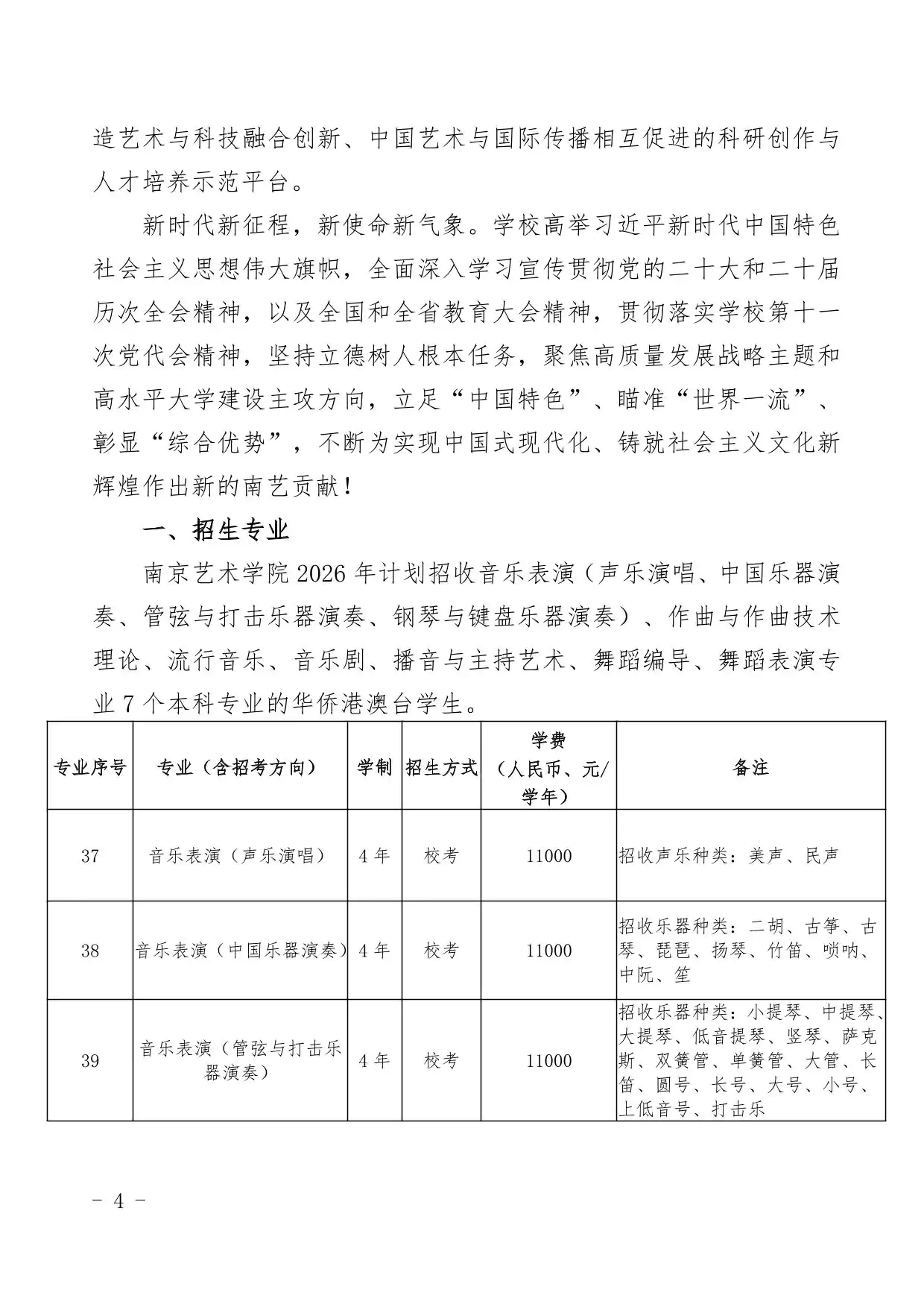 南京艺术学院2026年华侨港澳台本科招生简章